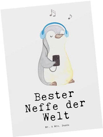 Mr. & Mrs. Panda Postkarte Neffe - Geschenk, Ansichtskarten, Einladung Geburtstag, Patentante, Mitbringsel, Bedanken, Taufe, Danke, Patenkind,