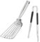 Navaris Spatule pince cuisine inox - Spatule tourne-poisson et pince de cuisine inox pour barbecue viande légume plancha salade grillade pâte bbq
