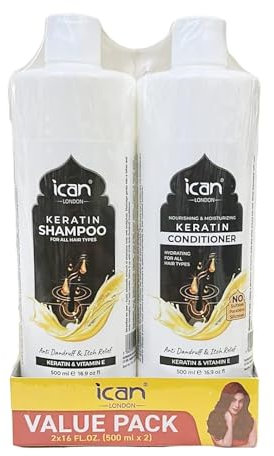 ican London Keratin Shampoo & nourishing sulfate free conditioner sets 500ml x 2