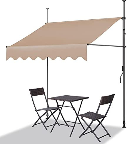 Sonnenschutz Ohne Bohren, klemmmarkise mit Kurbel, Markisen für Terrasse, Markise Balkon Gelenkarmmarkise, Standmarkise für Türen, Fenster, Veranda, Hinterhof, Garten ( Color : Beige-A , Size : 2m/78i