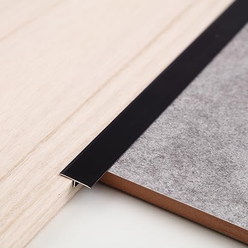 Gaahing Aluminium-T-Leiste für Bodenübergang, T-Leiste für Laminatdielen, Vinylbodenübergang, Gummiübergang (3 Stück x 0,9 m x 2 cm, Mattschwarz)