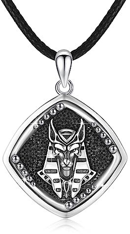 Ägyptische Anubis Halskette 925 Sterling Silber Gott der Unterwelt Anubis Anhänger Ägyptischer Amulett Schmuck Geschenk für Herren Damen