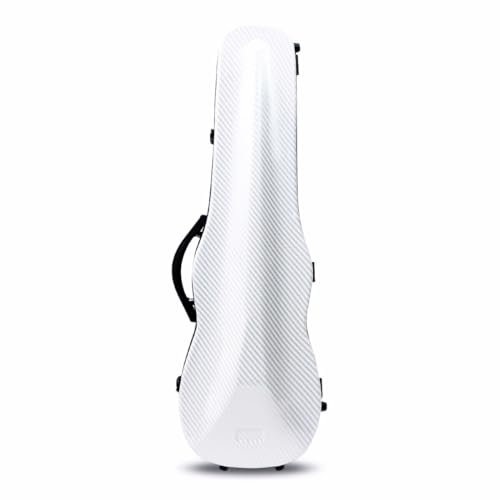 WUQIMUSC Custodia per violino 4/4 Full Size in fibra di vetro in fibra di carbonio guscio rigido impermeabile custodie da viaggio per violino con cinghie posteriori (bianco)