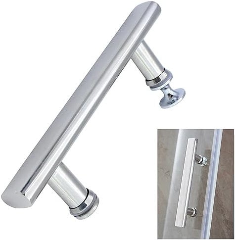 Cokritsm Manija de Puerta de Ducha Cuadrada de Acero Inoxidable 145 mm de Agujero a Agujero, Tiradores Mampara Ducha De Cristal para Mamparas De Ducha para Accesorios De Bloqueo De Baño En Casa