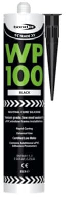 WP100 Silicone Sealant Seal Rapid Coloured Cure Mastic External Door Windows EU4 Bath Shower Basin Window Frames Quick Drying (Anthracite) (Black)