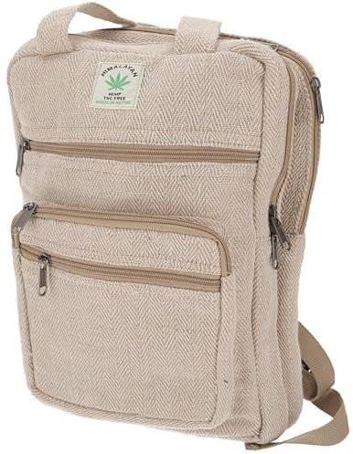 GURU SHOP Ethno Hanf Rucksack, Laptoptasche - Natur, Herren/Damen, Beige, Baumwolle, Size:One Size, 35x25x15 cm, Ausgefallene Stofftasche