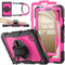 SEYMAC stock for Samsung Galaxy Tab A9 Case 8.7 inch 2023, Heavy Duty Shockproof Cover with Screen Protector, 360° Rotating Stand/Hand Strap & Pen Holder for Samsung A9 Tablet Case, Rose