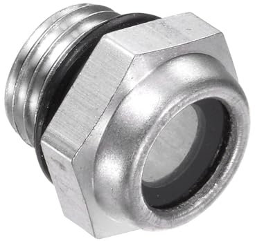 CoCud Visor de Nivel de Aceite para Compresor de Aire, | Rosca Macho G1/4 | Ventana de Vidrio Indicador de Nivel de Aceite con Cabeza Hexagonal de Aluminio, 1 Pieza