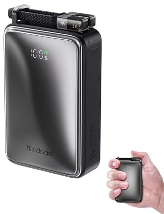 Mcdodo Ultra Mini 67 W Power Bank 20 000 mAh Chargeur rapide USB C 3 ports PD3.0 Batterie externe mobile avec câble de charge 60 W pour MacBook Dell iPad iPhone 16 15 14 13 Pro Mini