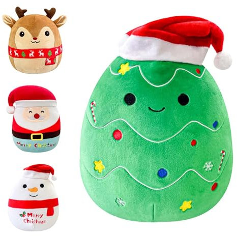 POPOYU Weihnachtsbaum Kuscheltier,Kawaii Plüsch Kuscheltier,Weihnachten Plüschtier Nikolaus Stofftier Weihnachtsbaum für Kinder Sofa Dekoration Weihnachten Spielzeug Weihnachten Neujahr Geschenk