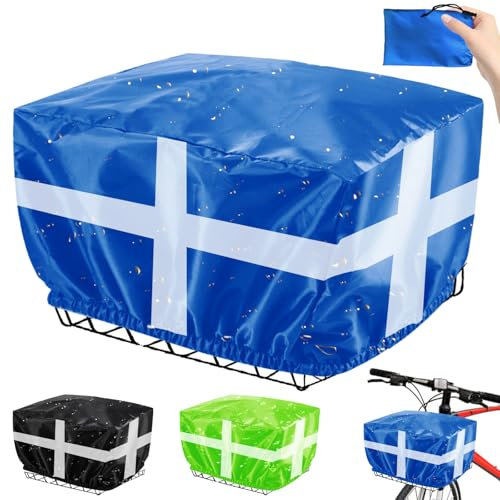 LUKIUP Regenschutz Fahrradkorb Mit Reflektorstreifen, Fahrradkorb Abdeckung Wasserdicht, Fahrradabdeckung Wasserdicht, Einheitsgröße für alle Körbe bis Größe 45 x 45cm (CLZ-01)