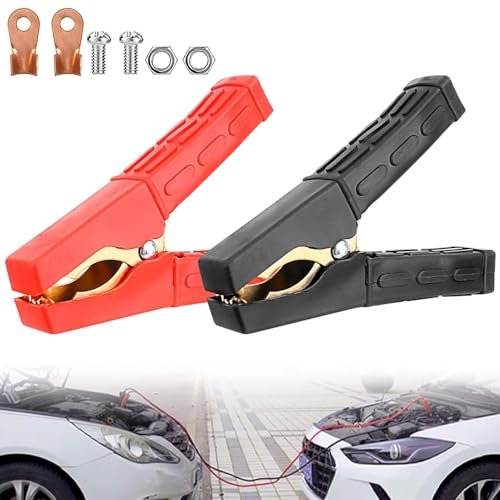 YZDZSW Krokodilklemmen, 2 Stücke Krokodilklemmen Groß Batterieklemmen Isoliert Starterkabel Klemmen, Autobatterie Krokodilklemmen mit Isolierte Stiefel Kunststoff Griff für Autoladekabel
