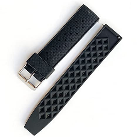 vkeid 20 mm 22 mm Silikon-Uhrenarmband für Herren und Damen, Gummi, Tauchen, wasserdicht, Schnellverschluss-Armband, passend für Seiko SRP777J1 SKX007, Uhrenarmband (Farbe: Schwarz, Größe: 22 mm)