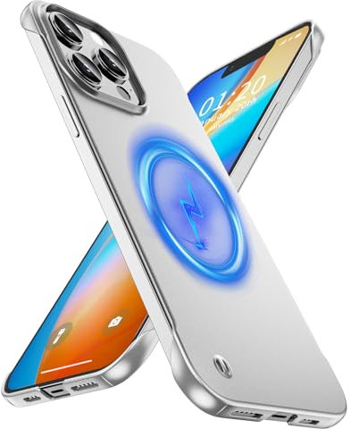 GRECAZO Magnetic Ultra Thin Frosted Designed for iPhone 13 Pro Frameless Case 6.1 inch [Compatible with MagSafe] Slim Minimalist Lightweight Matte Hard Cover Protective Borderless Case- Silvery