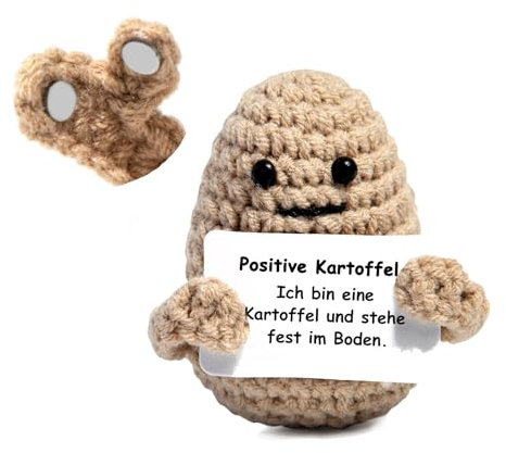 Positive Potato, Glücksbringer, Mini-Plüsch Figuren lustige Potato Puppe, Pocket Hug Positive Kartoffel, Mutmacher Kartoffel Pocket Hug Geburtstagsgeschenk Karte austauschbar(Magnetic)