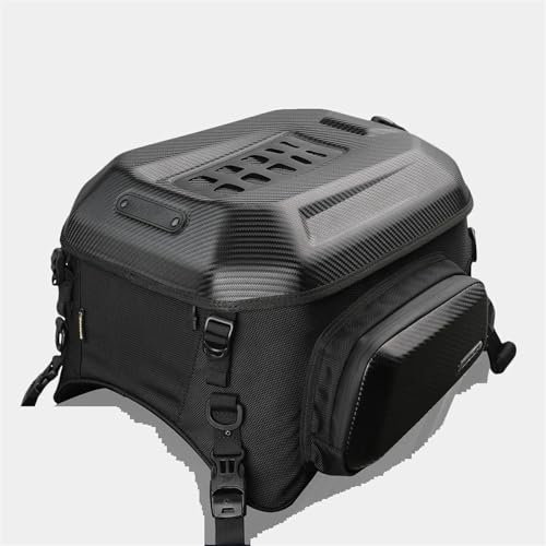 Motorbike Tool Set 23L-35L Erweiterbare Rücksitztasche Motorrad-Hecktasche wasserdichte Innentasche Hartschalen-Rucksack Gepäck Fahrerkoffer Motorbike Riding Bag (Color : Carbon Black)