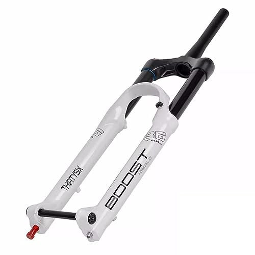 HerfsT Mountainbike-Federgabel 27,5 29 Zoll MTB Luftgabel Federweg 140 mm 1-1/2 konisches Rohr Boost-Gabel Rückprall einstellbar manuelle Sperre XC/DH/AM (Farbe: Weiß, Größe: 29'')