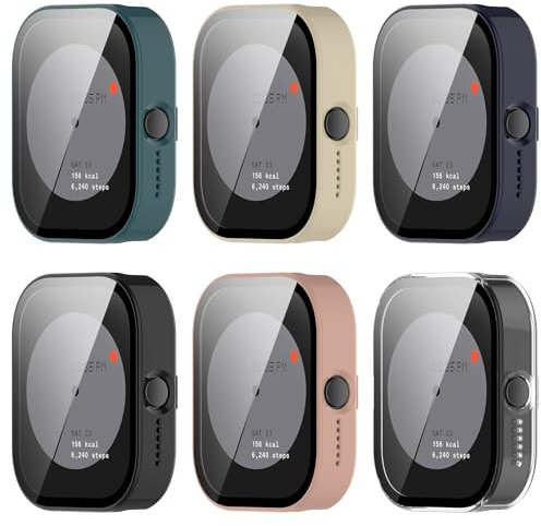 RuenTech Hülle Kompatibel für CMF Watch Pro Schutzhülle, mit Kratzfest Displayschutzfolie, Hard PC Schutz for CMF by Nothing Watch Pro (D395) Smartwatch Zubehör (6er Pack)