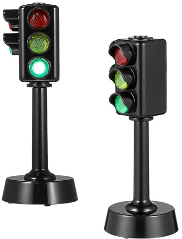 Gadpiparty 2 Pièces Feu De Circulation pour Enfants Simulation Feux De Circulation Signes Jouet Signal De Passage pour Piétons Modèle Feu Stop LED Panneau D'arrêt De Circulation Lampe