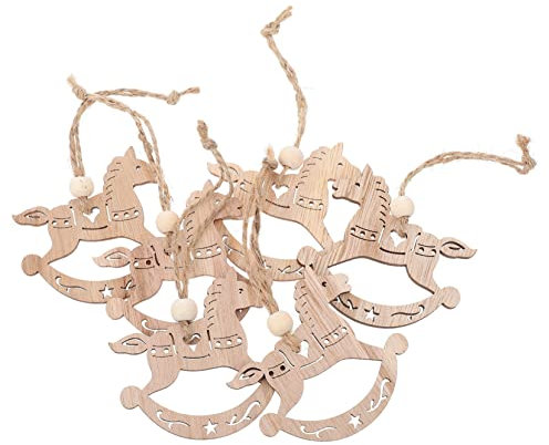 Lurrose 6 Stück Schaukelpferd Ornamente Zum Aufhängen Anhänger Weihnachtsdekoration Weihnachtsdekoration Weihnachtsbaumanhänger Holzanhänger Weihnachtsbaumschmuck Dekorative