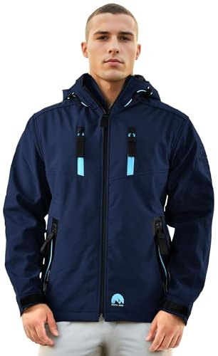 Arctic Seven AS-306 - Chaqueta softshell para hombre (S-5XL), impermeable, transpirable, forro polar interior, chaqueta cálida para hombre, azul marino, XXXXXL