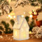 Weihnachten Deko Mini Holzhaus - Beleuchtetes Wichtelhaus für Weihnachten, Deko Häuser für Festliche Tisch- und Fensterdekoration, Holzrahmen Haus für Weihnachtsdeko (Stil 12)