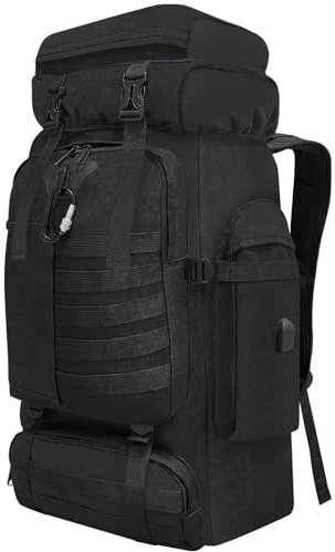 Dafape Herren Damen Wanderrucksack, 80 L Rucksack Trekkingrucksack Reise-Tagesrucksack für Camping Outdoor Workout Radfahren Sport Gym Groß (Schwarz)