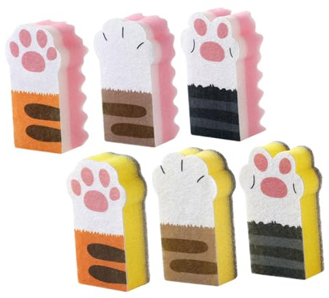 Cabilock 6pcs Sponge Wipes for Dishes Pinkredible Cleaning Sponges Kitchen Scrub Multi-use Dish Wipe Compact Wok
