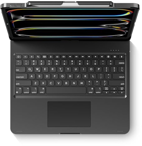 edaiser Swivel Keyboard Case for iPad Air/Pro 13 & 12.9 3rd-6th Gen Black | 360° Rotatable Cover, Pencil Holder, Trackpad | Backlit |for iPad Air 13 (M2/M3/M4), Pro 13 M4/M5, Pro 12.9 (3rd-6th Gen)
