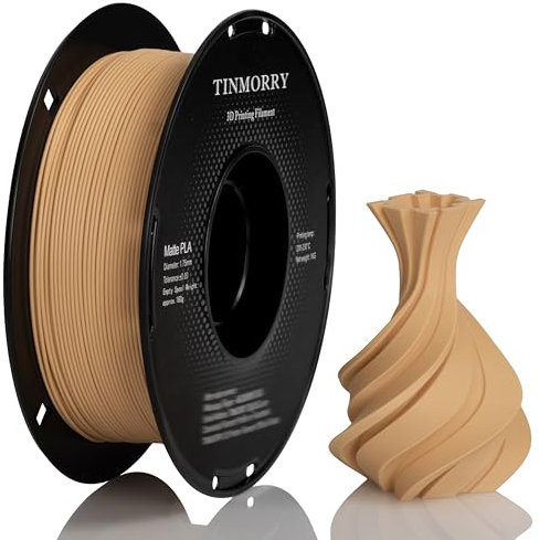 Matte PLA Filament 1.75mm, TINMORRY PLA 3D Druck Filament, Kompatibel mit Bambu Lab FDM 3D Drucker, 1 KG 1 Spule, Hellbraun