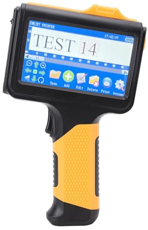 Vikye Handheld -Tintenstrahldrucker mit Cortex A9 CPU, 4,3 '' Touchscreen & 360 ° Druck für Metall, Holz, Glas, Kunststoff. 25 Sprachen, 42 Ml Tintenpatrone, 1lb