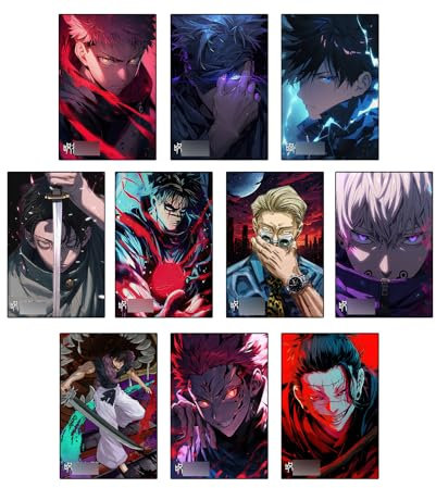 Generisch JJK-Poster-Set – Anime-Kunstwand, JJk-Poster-Wandkunst, Okkotsu Yuuta, Toge Inumaki, Yuji Itadori, Kento Nanami, Choso, Ryomen Sukuna, ungerahmtes 10er-Set.