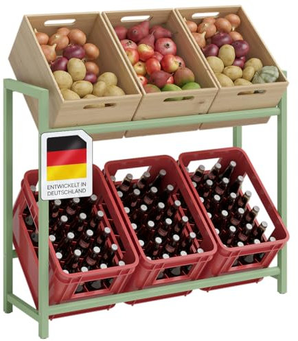 STEELSØN Macondo Getränkekistenregal für 6 Kisten – stabiles & platzsparendes Getränkeregal – verstellbares Kistenregal Mintgrün Metall – Kastenständer für Getränkekisten & Obst – Bierkisten Regal