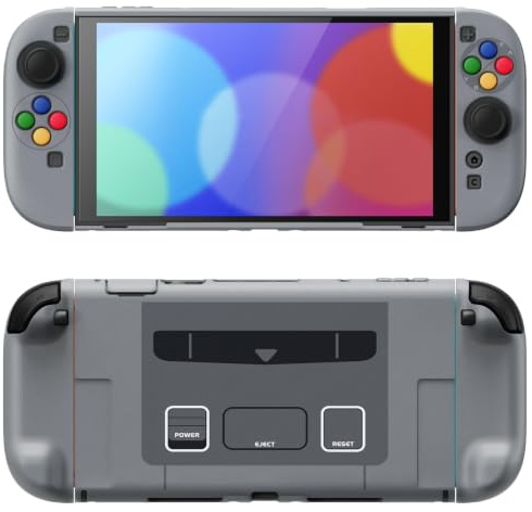 PlayVital Solid-Color-Schutzhülle für Nintendo Switch 2 (2025), rutschfeste Hülle Dockbares Case mit Klappständer & Joystick-Kappen für Nintendo Switch 2 Zubehör-SFC SNES Classic EU Style