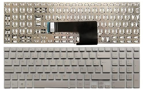 QHHOZHD Tastiera Spagnola per Laptop Sony per Vaio SVF152 SVF153 SVF1541 SVF1521K1EB svf1521p1r SVF152C29M SVF1521V6E Bianco/Nero/Argento(Silver)