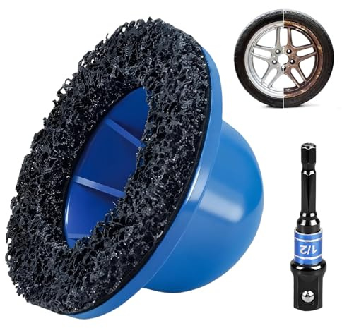 Radnabenschleifer Auto, Radnabenreiniger, Kugelkopfschleifer mit 1/2 Schraubendreher-Adapterstab, Innen-Ø 90 mm Außen-Ø 150 mm, Radnaben Bürste für Felgenwechsel, Radnabe Reinigen, Rostentfernung