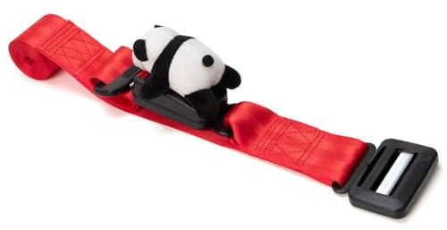 ERYUE Ceinture de sécurité de Grossesse, Sangle en Nylon Confortable pour Voiture, Ouverture et Fermeture en Un Rouge, Favorise Une Posture Saine pour Les Femmes Enceintes (熊猫款红色【48mm旗舰款】)