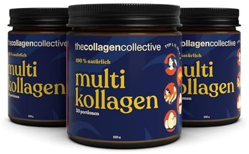 The Collagen Collective Multi Kollagen Pulver – 3 Pack, Hochdosiert Collagen Peptide, Bioaktives Kollagenhydrolysat Typ 1 2 3 5 10 für Beauty Haut Haare Gelenke Knochen Nägel Inner Glow
