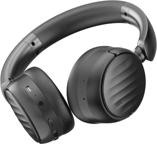 MMWOWARTS Bluetooth Headphones with Active Noise Cancelling (ANC), Wireless Over Ear Bluetooth Headsets with 35H Playtime, HiFi Stereo Foldable Headphones with Foam Ear Cups for Sports, Travel, Black