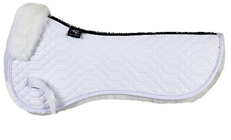 Engel Reitsport | SAKIS1-M-WEI-WEI | Sattelkissen mit echtem Merino Lammfell | Fellrand vorne | Steppstoff Weiss Fell Weiss | Grösse M