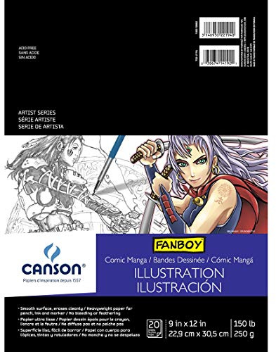Canson Artist Series Comic Manga Illustrationsblock, 22,9 x 30,5 cm, Faltdeckel, 20 Blatt (100510882)