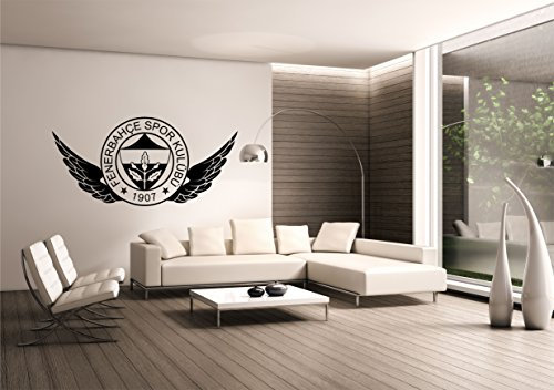 Wandtattoo Fenerbahce mit Flügel WT12 (Schwarz Matt, 130x60cm)