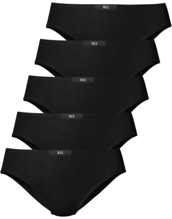 H.I.S Damen Slip (5 Stück) | Logo-Bund, Baumwoll-Mix: Weich & atmungsaktiv, Flache Nähte