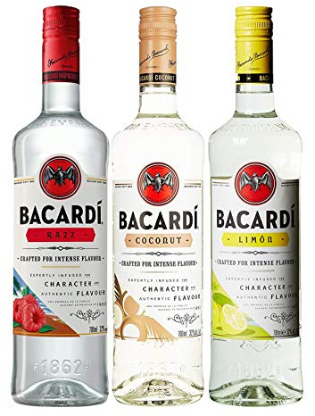 Bacardi Rum Probier-Paket Flavoured Coconut + Limón + Razz (3x 0,7L)