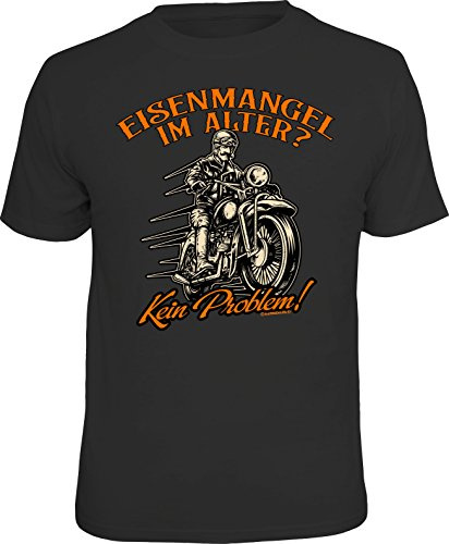 RAHMENLOS Original T-Shirt für den etwas älteren Biker: Eisenmangel? Kein Problem! L, Nr.6264