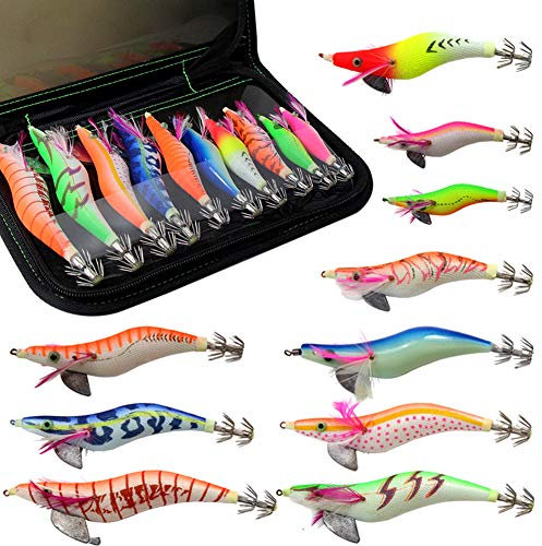 Croch 10 x Squid Jig Garnelen Köder für Tihtenfisch Angeln Kunstköder in Verschiedene Größe