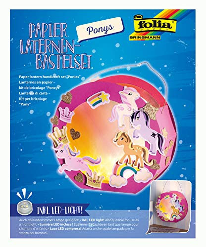 folia 68106 - Laternen - Bastelset, Ponys, inklusive Laternenstab und LED-Licht