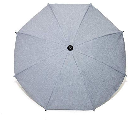 Universal Sonnenschirm Regenschirm für Kinderwagen und Sport Buggy, Babywagen Schirm mit Universal Halterung, UV-Schutz50+ Sonnensegel Sonnenschutz (Hellgraues Leinen)