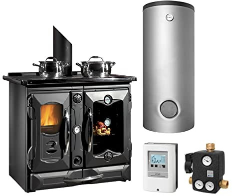 La Nordica KS1449 Termosuprema Anthrazit Wasserführender Küchenofen Komplett-Set Pufferspeicher TPSR 825 + 1 SWT