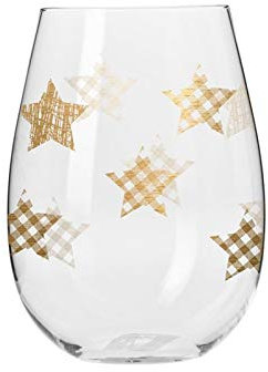 alsastyle Lot de 6 Verres avec décor étoiles de Noël dorées - 50 cl
